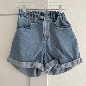 H&M Light Wash High Waisted Denim Stretch Shorts